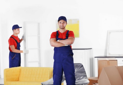 Moving team preparing items safely for a Belmont man and van service