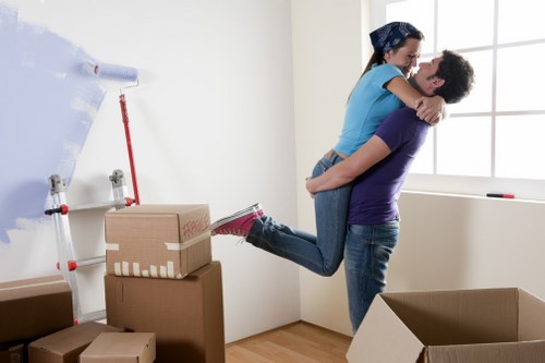 Packed boxes and furniture ready for a local Belmont house move
