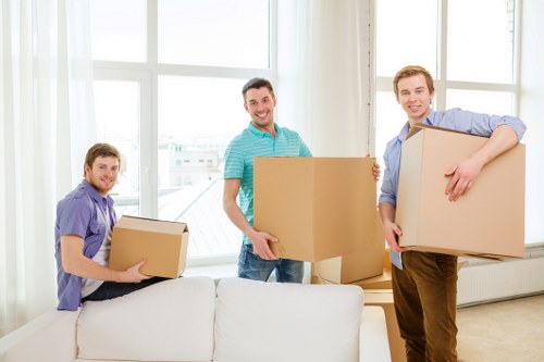 Packed boxes and furniture ready for local removals in Belmont