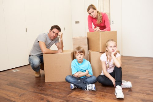 Prepared moving items and boxes ready for a Belmont pickup