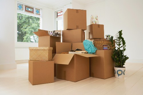 Office furniture and equipment prepared for safe transport in Belmont